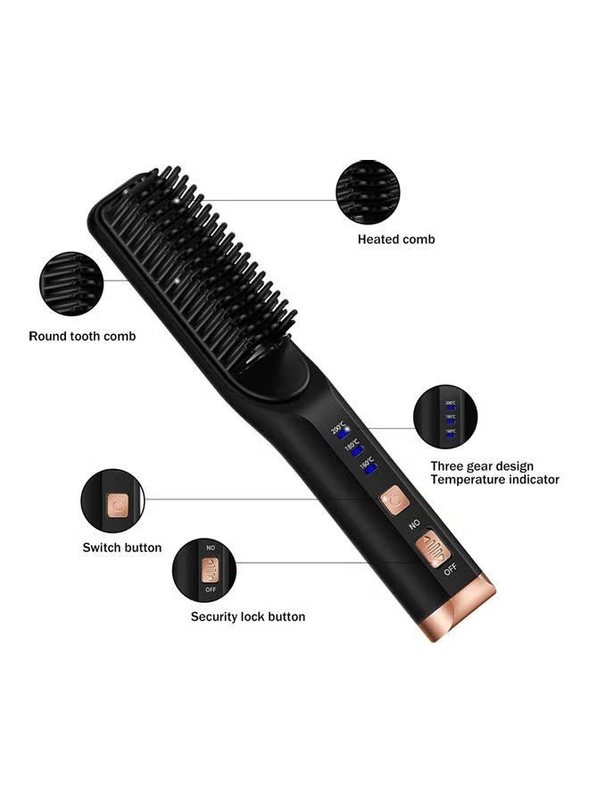 Cnaier Wireless Hair Straightener Comb, No Damage, Rechargeable Portable Multi-functional Home Use Straightening and Curling Iron with Safety Lock, 3D Comb Teeth, PI Heating, 4000mAh Battery, Compact, Black - Image 3